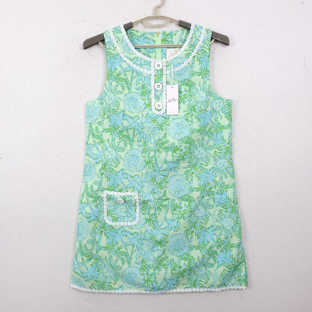 Lilly Pulitzer Kalliope Shift Romper Cool Mint Catchin Rays Print Size 12 NEW